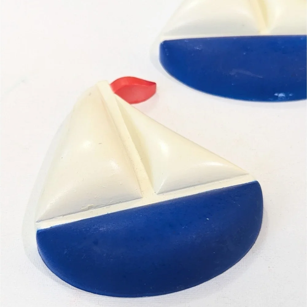 Vintage Sailboat Nautical Beach Lake Seaside Plastic Wall Decor Set -Homco USA